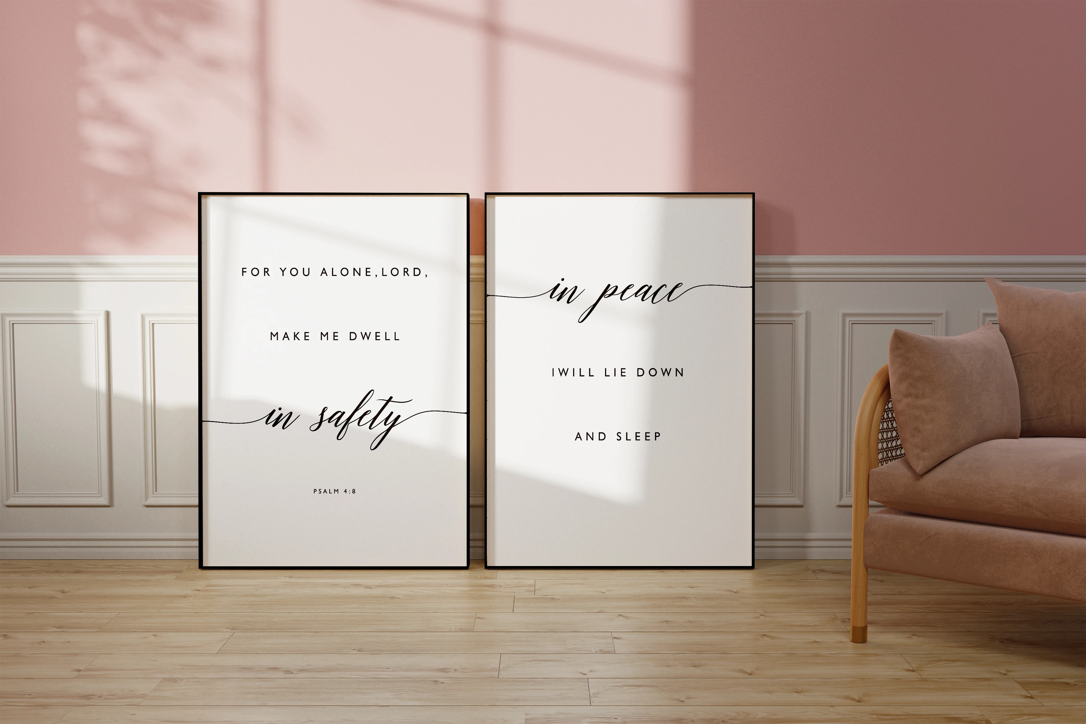Psalm 4:8 Christentum Bibelvers Wandkunst Drucke Leinwand Gemälde Poster Bild für Wohnzimmer Heimdekoration