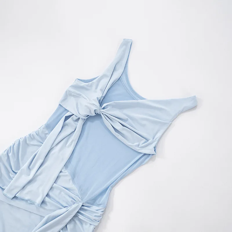 Spitze Drapierte Mesh Durchsichtig Sexy Mini Kleid Frauen Mode Ärmellose Hohe Taille Geraffte Vestidos Strand Club Party Elegante Robe