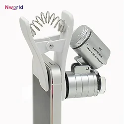 60X Clip-On phone Microscope Magnifier with LED / UV Lights for Universal SmartPhones iPhone Samsung HTC Blackberry Nokia