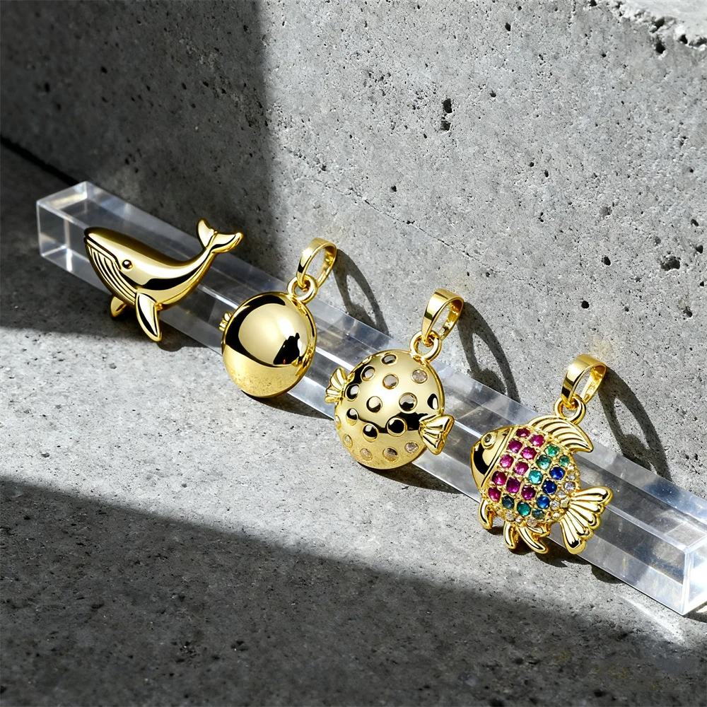 

4 шт. кулон из латуни DIY ювелирные изделия подвески рыба Кит морское животное кубический цирконий эмаль для женщин мужчин аксессуары ручной работы