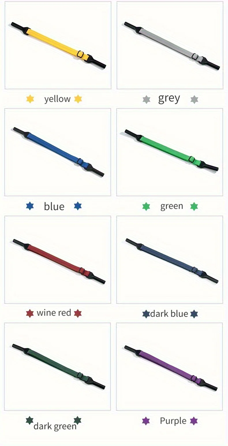 Buntes elastisches Seil, Polyester, Silikon, Metall, Brillenband, rutschfest, für Erwachsene, Rahmenbefestigungszubehör – Detail 6