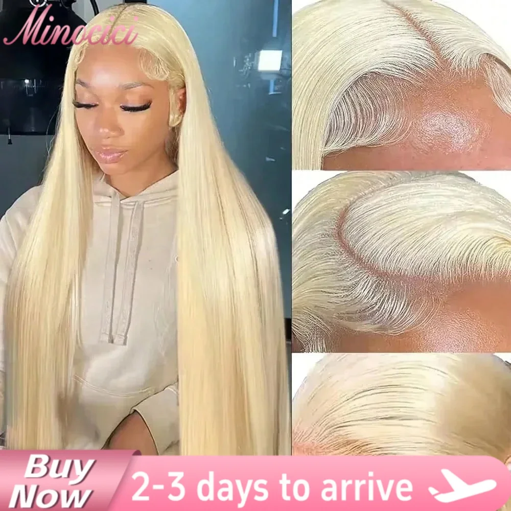 

250 Плотность Блондинка Прямой 613 Парик из человеческих волос 13x6 Hd Кружевные фронтальные парики 100% настоящие человеческие волосы Бразильские предварительно выщипанные для женщин