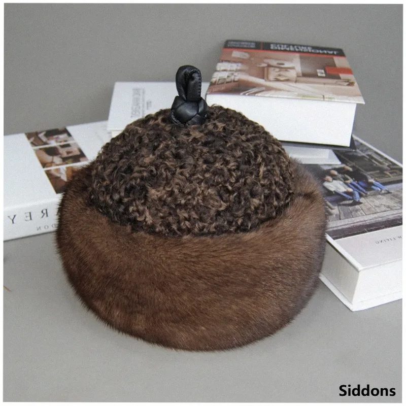 2026 Hot Sale Luxury Unisex Real Genuine Mink With Wool Hat Winter  Unisex Fashion Warm Caps Whole Piece Mink Sheep Fur Hats