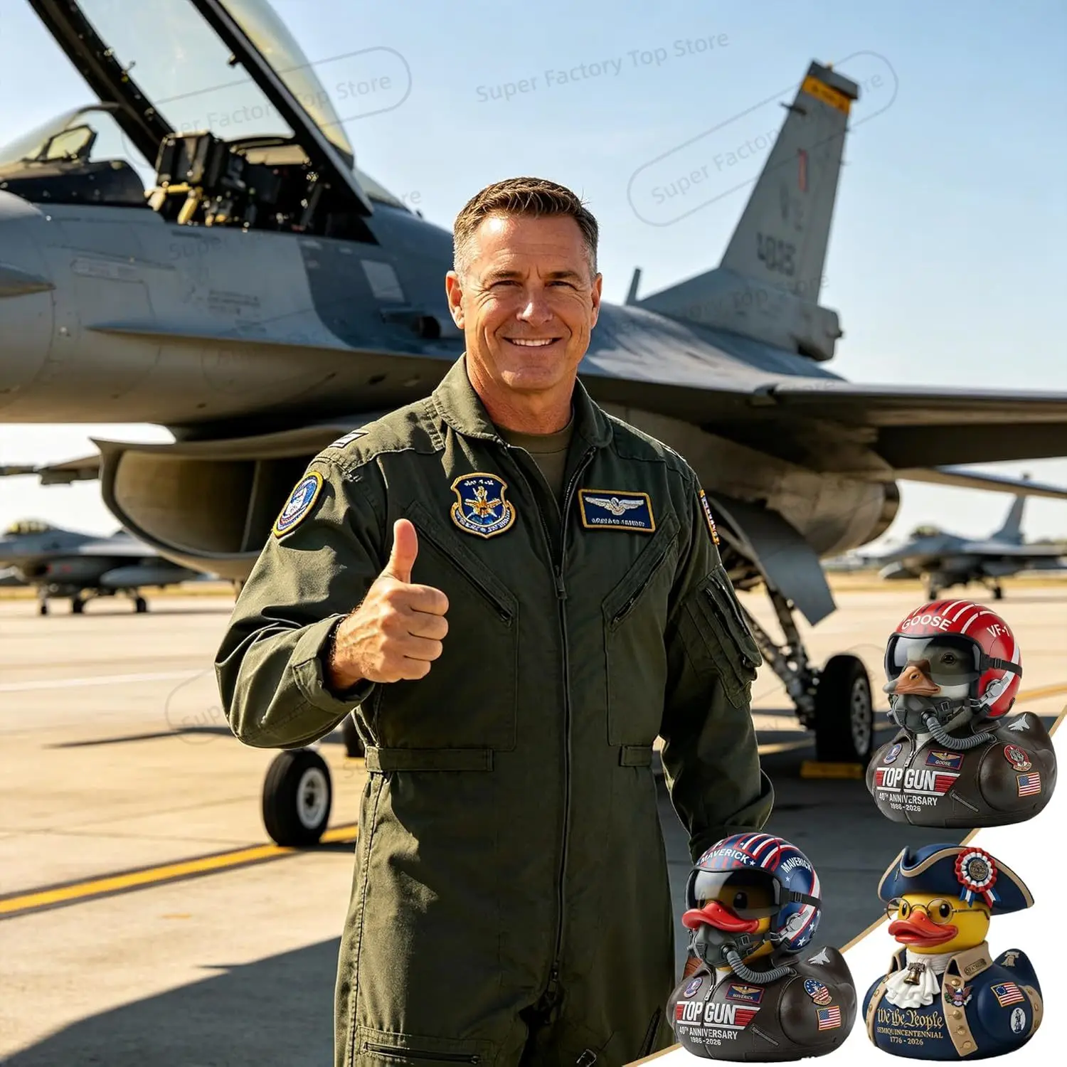 Top Gun 40th Anniversary Pilot Duck Movie Fan Exclusive Cute Fun Anime Figure Collect Model Toy Home Desktop Decoration Gift