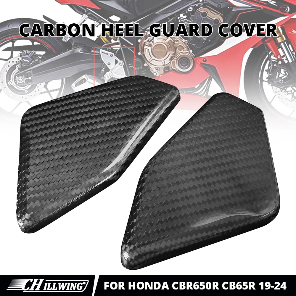 

Fits for Honda CBR650R CB650R 2019-2024 Carbon Fiber Heel Plates Guard Motorcycle Foot Pegs Cover Protector accessories