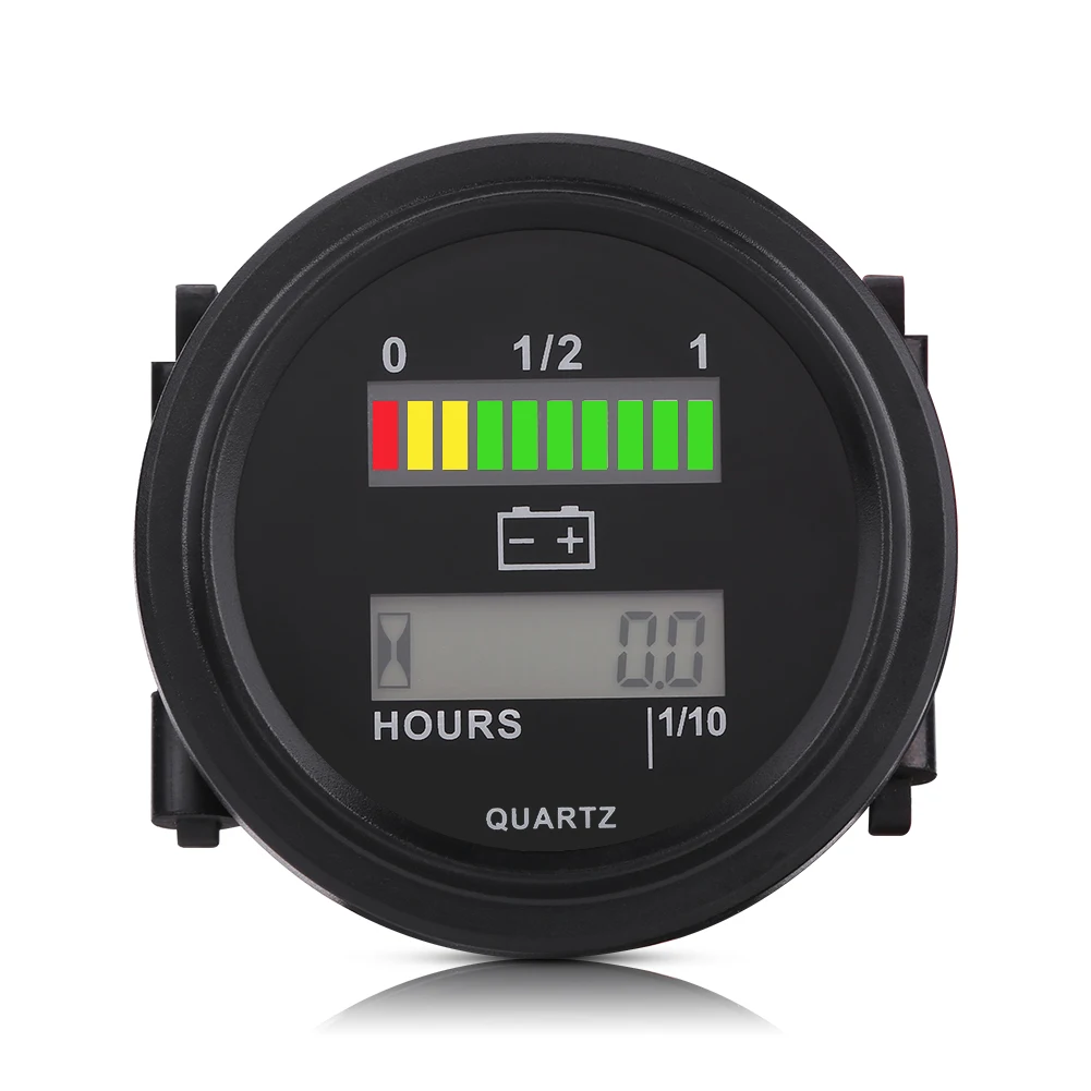Battery Indicator LED Battery Indicator 12V/24V/36V/48V/72V LED Digital Battery Indicator Gauge with Hour Meter for Cart