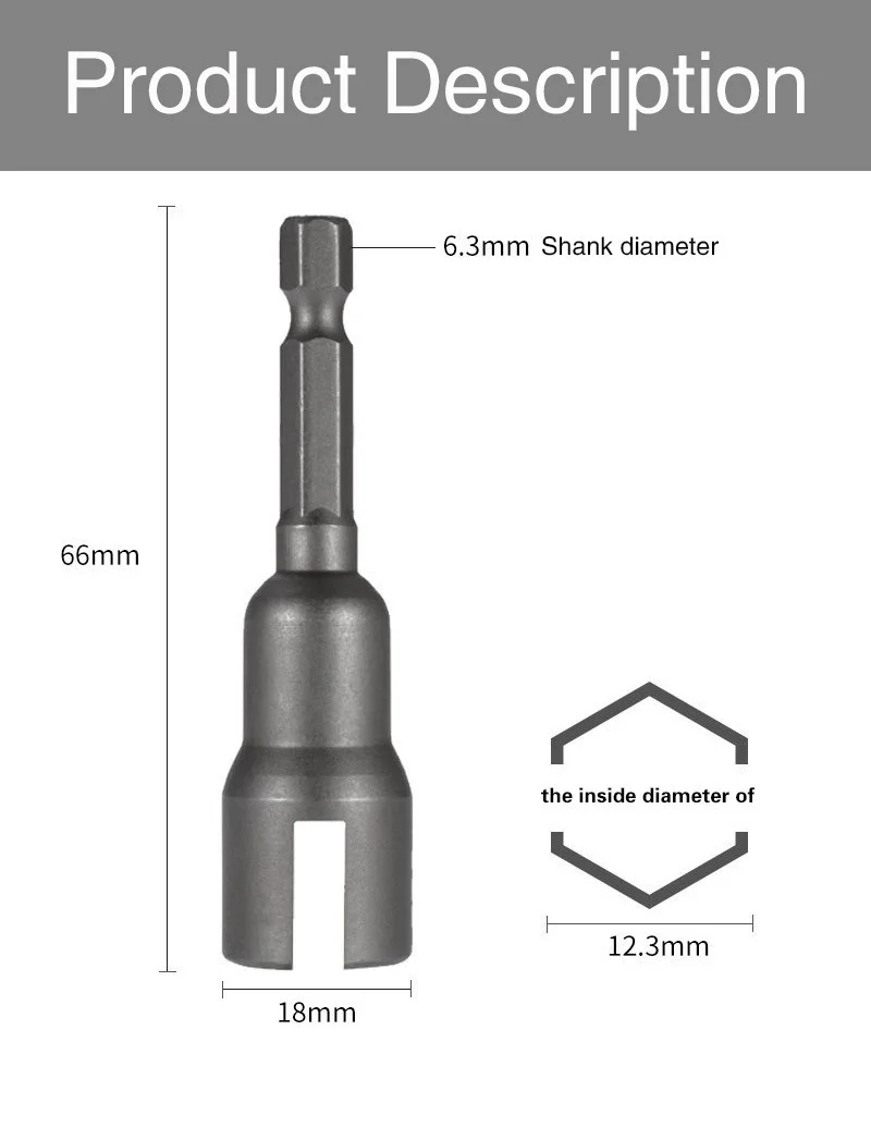 Chiave a bussola con bullone a farfalla dado adattatore per presa con gambo esagonale da 6.35mm per cacciavite elettrico scanalato per utensili