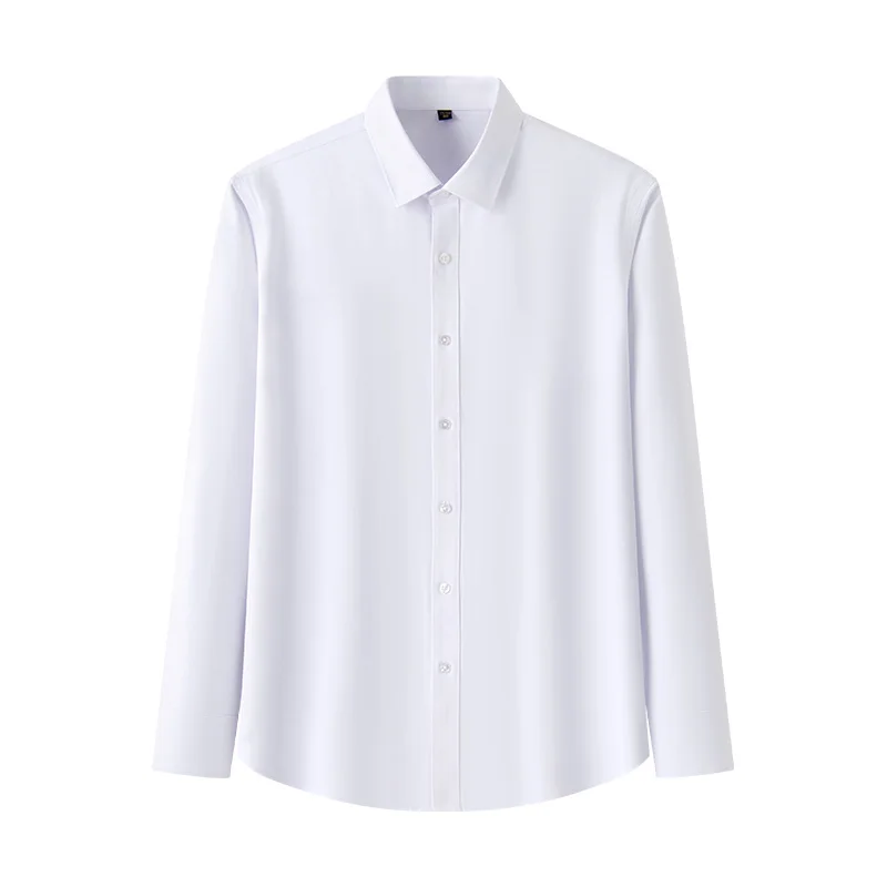 5XL Bamboo fiber Easy Care Anti-wrinkle Solid Color Shirts Men Long Sleeve Causal Men Shirts Short sleeve Slim Fit Business