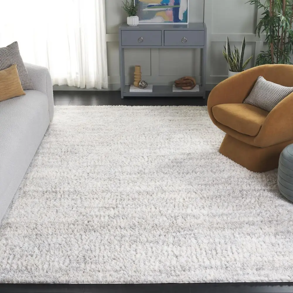 

Berber Shag Collection XLarge Area Rug 11 x 15, Ivory amp Light Grey, NonShedding amp Easy Care, 1.2inch Thick Ideal for High T
