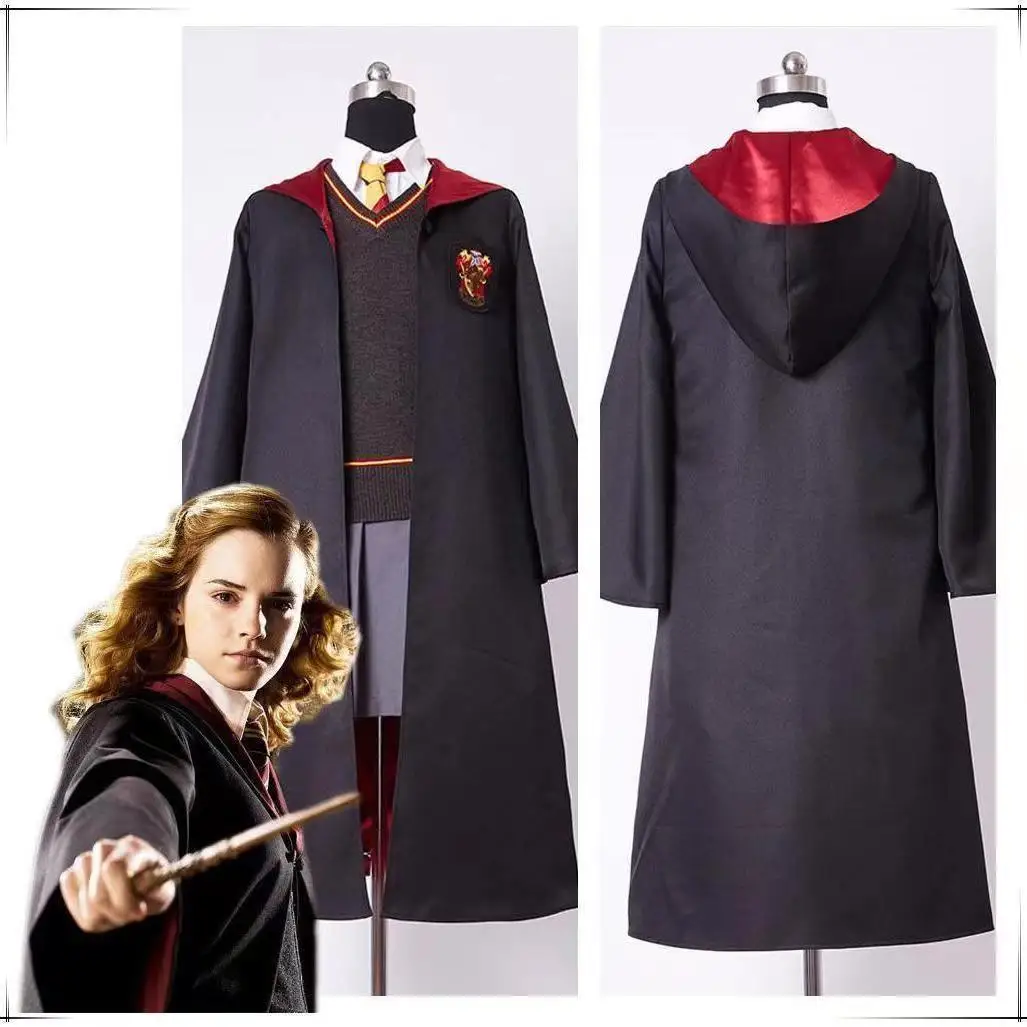 Harry Potter Cosplay Costume para adultos e crianças, Halloween, Hermione, Sonserina, Capa, Gravata, Camisa, Cachecol, Suéter, Festa