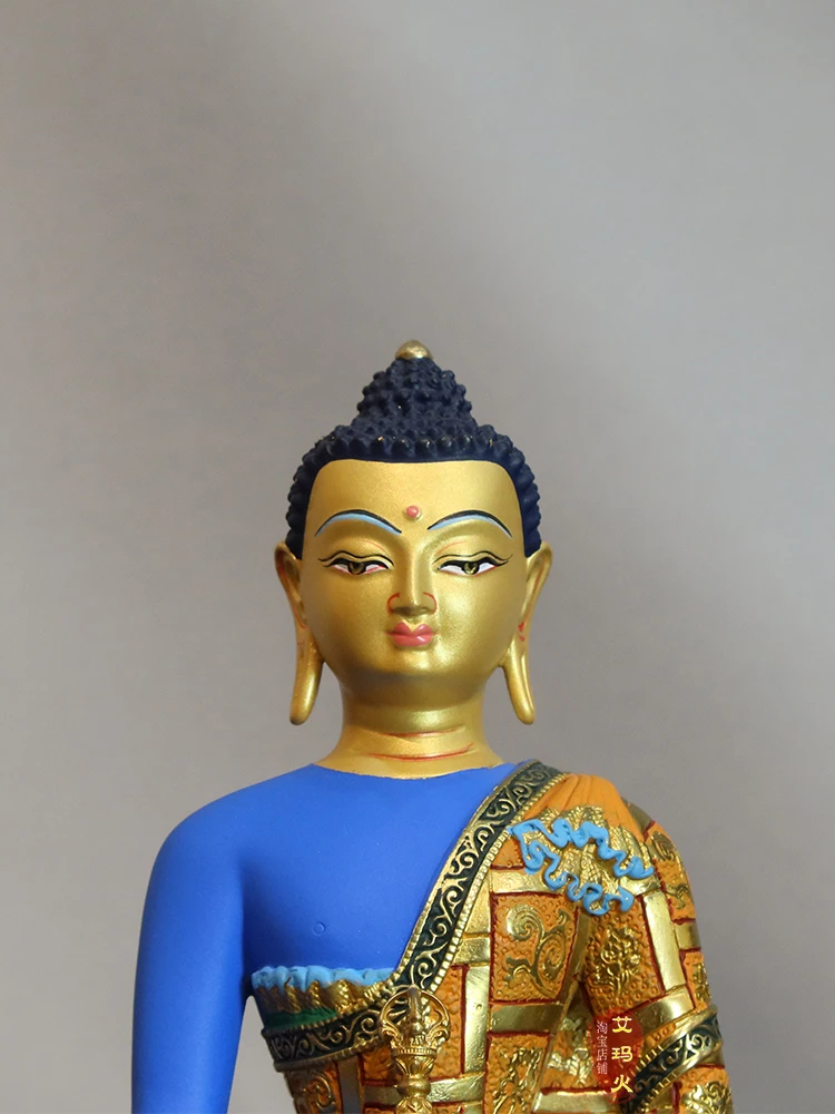 Siddhattha gotama pure copper ornaments 2/3/5/7/10 inch bronze statue Buddha Sambo Buddha Mani painted.