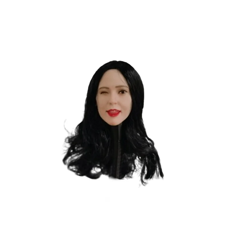 Cabeça esculpida em escala 1/6, estrela asiática, soldado feminino, modelo doce, planta de pvc, cabelo encaracolado, longo, adequado, figura de ação de 12 espaços, boneca corporal