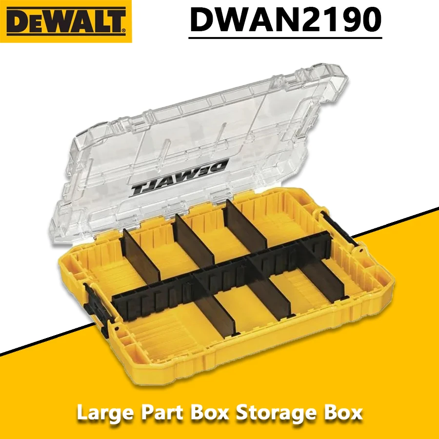 DEWALT 대형 부품 상자 보관 상자, 투명 플라스틱 다기능 쌓을 수 있는 상자, 220x170x32mm, DWAN2190 