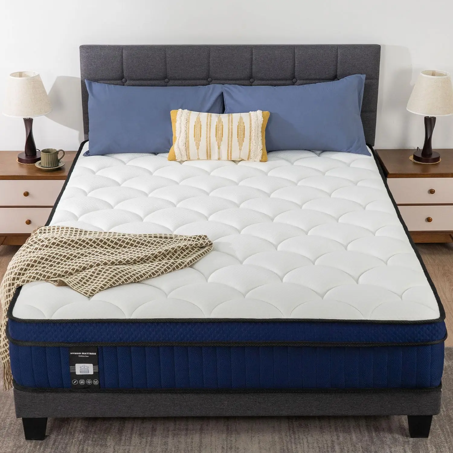 

Full Size Mattress, Plush 12 Inch Soft Pillow Top Hybrid Mattress in a Box Fiberglass-Free