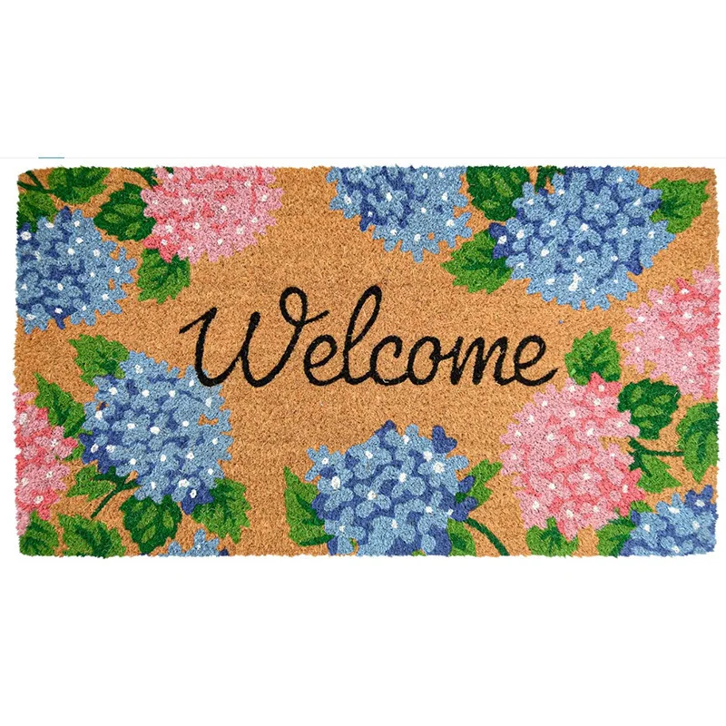 Hydrangea Front Door Mat Welcome Mat Rectangular Floral Entry Rug Home Entrance Patio Porch Hallway Floorway
