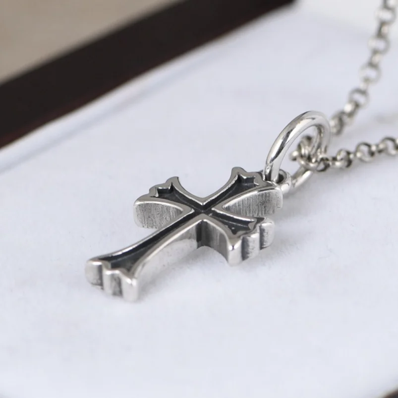 S925 Sterling Silver Retro Simple Design Cross Pendant For Man Woman Real Silver Christ Jesus Cross Pendant Jewelry Best Gift