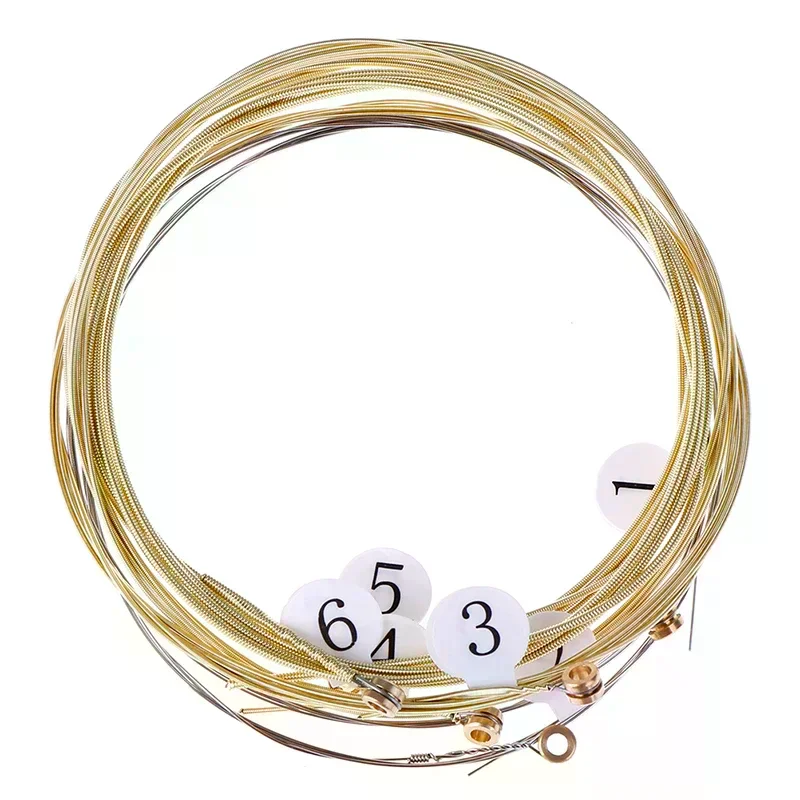 6 sztuk/zestaw Uniwersalne struny do gitary akustycznej z mosiężnym sześciokątnym rdzeniem stalowym do instrumentów muzycznych, struny do gitar, części do gitary