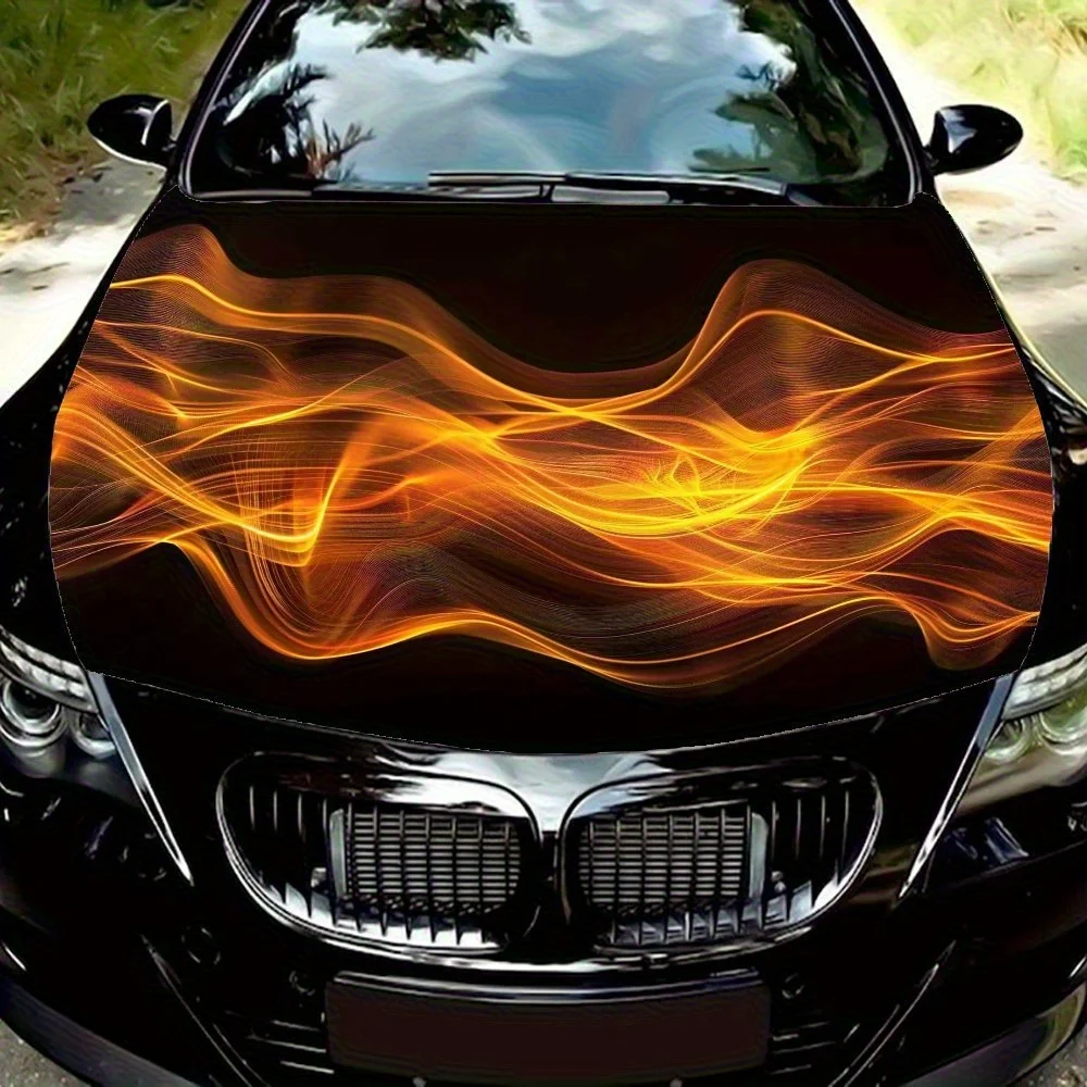 

Golden Flame Dragon Car Hood Sticker - Premium Vinyl Sticker For Automotive Exterior Customization, Durable PVC Vinyl Wrap For C