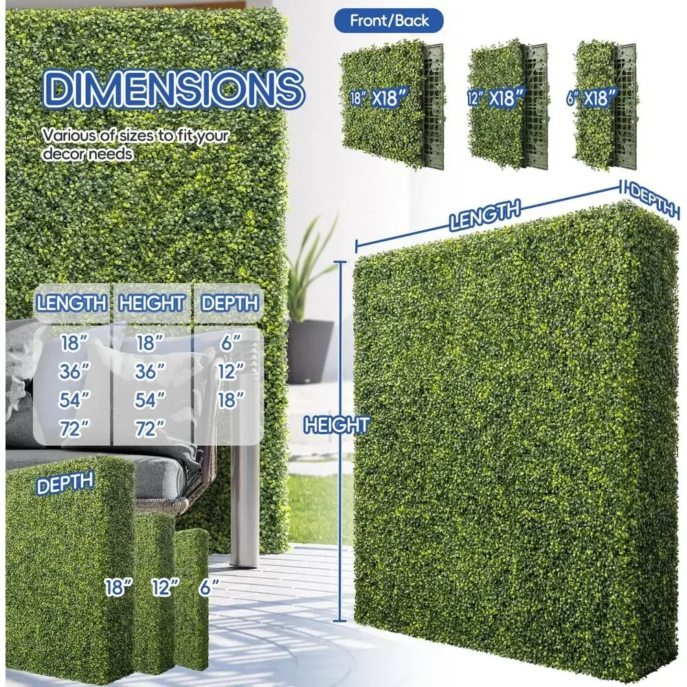 18 Boxwood Outdoor Hedge Wall, Patio Privacy Screen, Living Room Divider, Wedding Decor