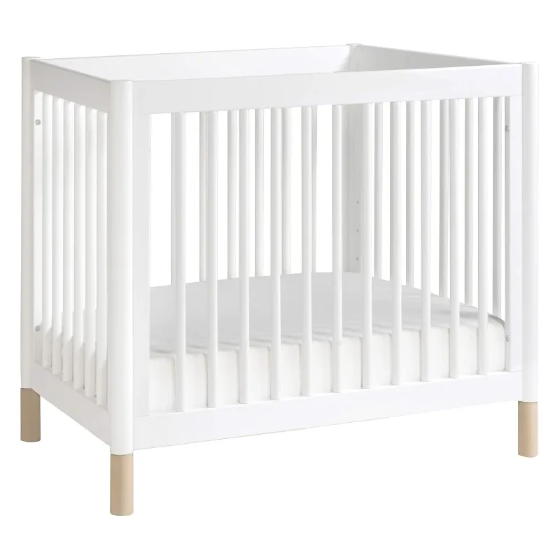 Gelato 4-in-1 Convertible Mini Crib in White and Washed Natural, Greenguard Gold Certified