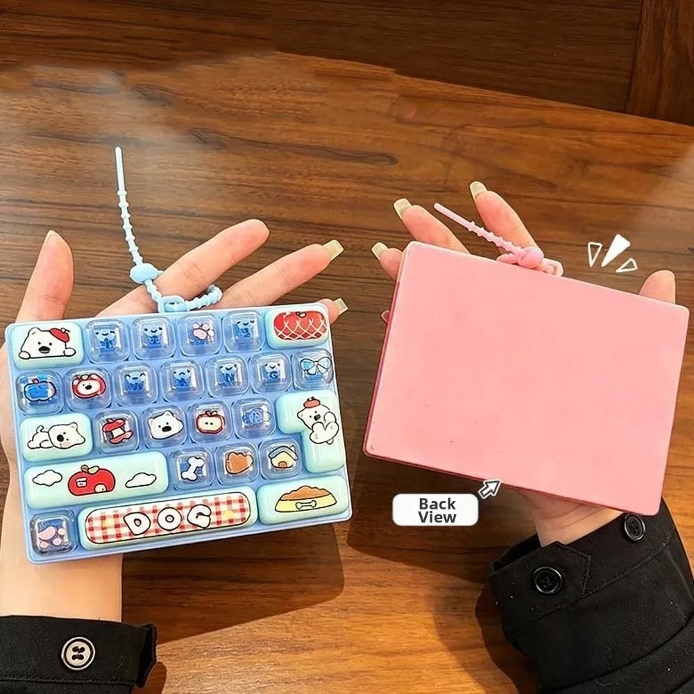 26 Keys Layout Keyboard Fidget Cute Cartoon Mechanical Switch Backpack Key Chain Pendant Mini Size Colorful Fingertip Focus