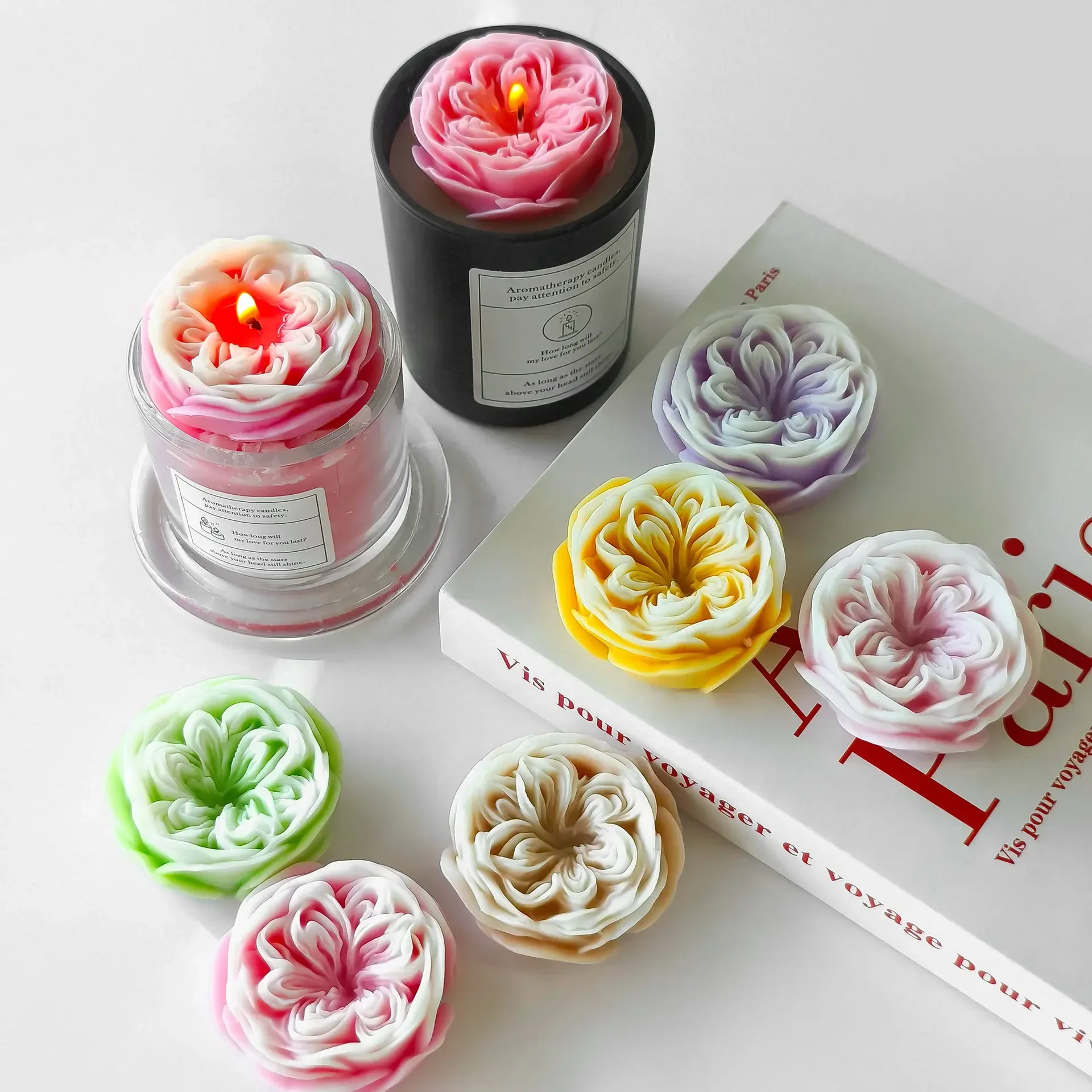 

Rose Silicone Flower Mold for DIY Aromatherapy Candle Peony Handmade Soap Cake Mold Creative Decoration Supplies