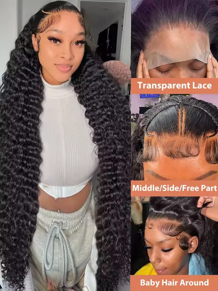 30 40 Polegada 13x6 hd frente do laço perucas de cabelo humano onda profunda 250 densidade 13x4 encaracolado peruca frontal do laço sem cola 5x5 fechamento brasileiro