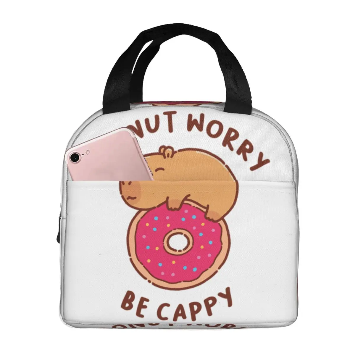 Capybara On A Donut Resuable Lunch Boxes for Women Multifunction Cooler Thermal Food Insulated Lunch Bag For School Office