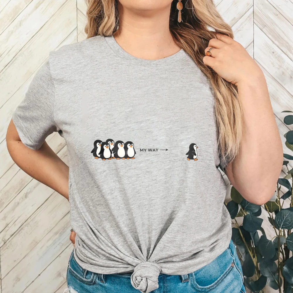 Why Penguin Shirt Penguin Mountain Quote Tee Existential Graphic T Shirt Minimal Black Penguin Tops Aesthetic Quote Clothes