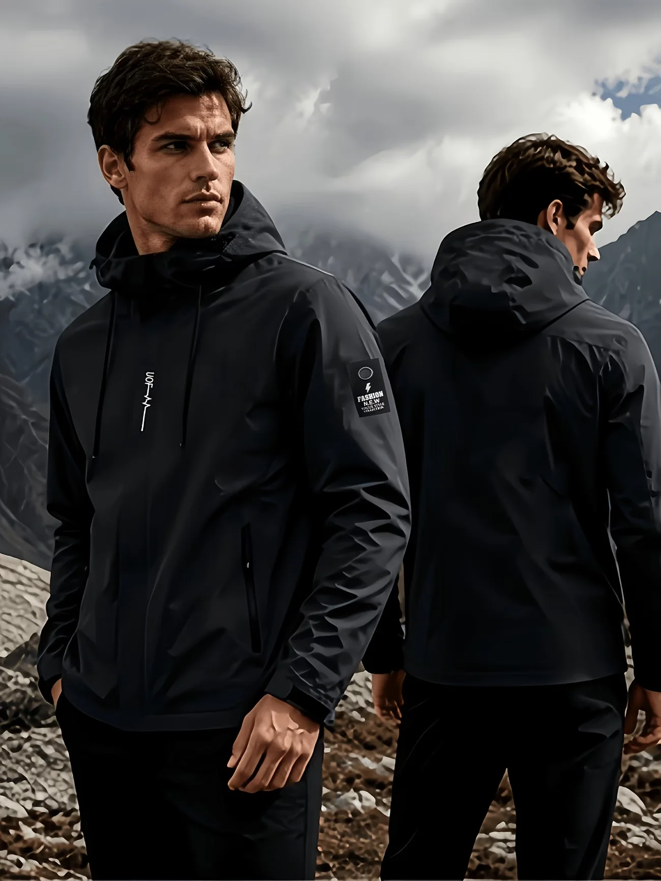Men's Waterproof Rain Jacket Lightweight Outer Hooded Outdoor Raincoat Hiking Windproof Jacket Climbing Outdoor Jackets