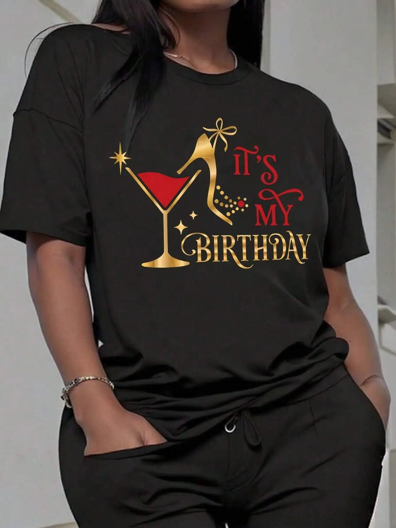 Es ist mein Geburtstag lustiger Druck weibliches T-Shirt atmungsaktives Sommer-T-Shirt lässige Mode