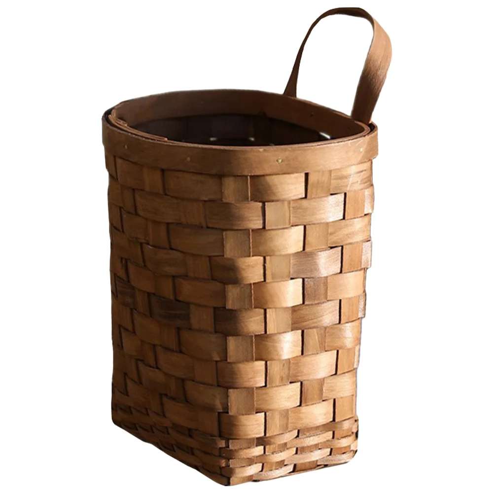 Decorate Wooden Wall Flower Basket Rectangular Woven Wicker Storage Hanging Vegetable Fruit Baskets