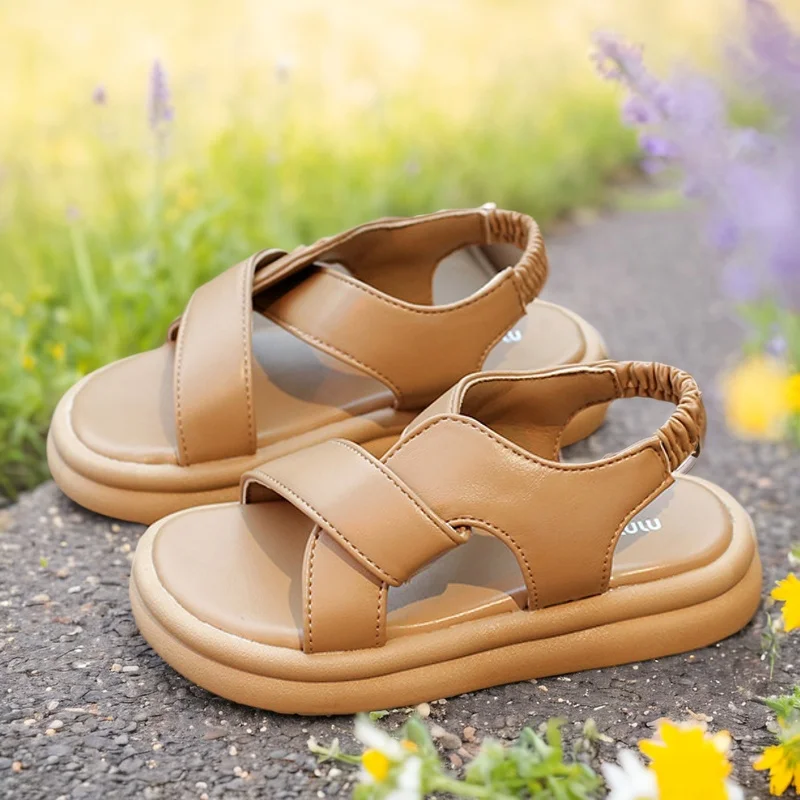 

Children's Sandals 2025 New Summer Female Children Soft Soled Non-slip Beach Shoes Boys Open-toe Set Sandals Tide