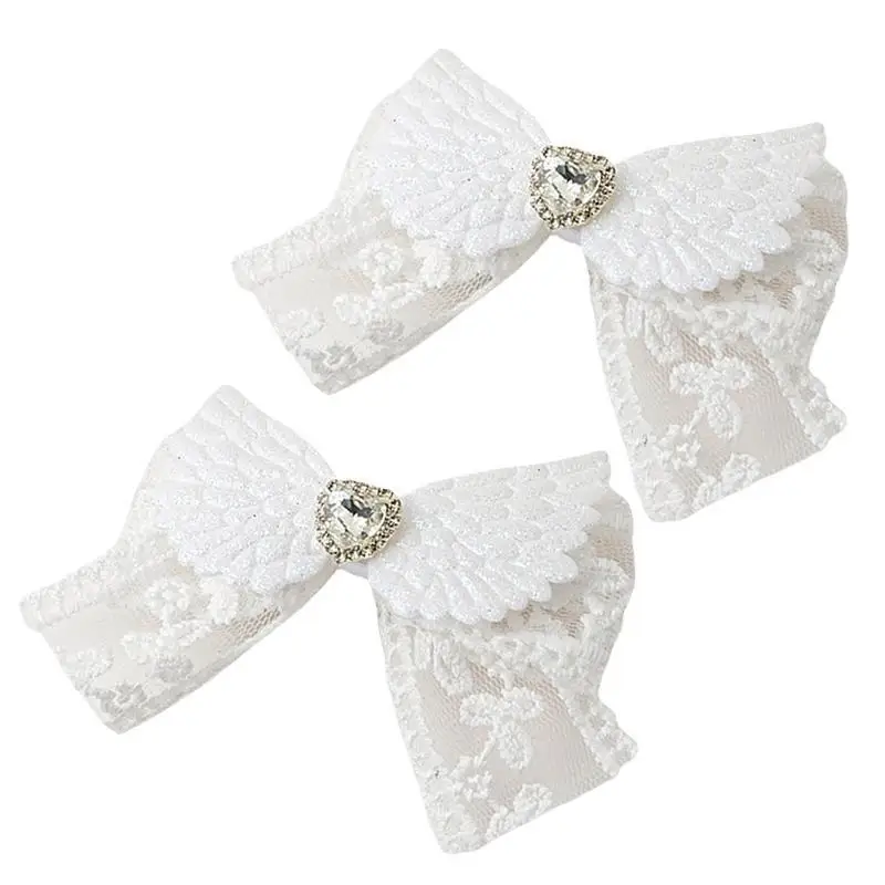 

652F Wing Hair Clip Bows Balletcore Heart Bows Flat Clip Balletcore Hairpin Bows Elegant Hair Clip for Bunches