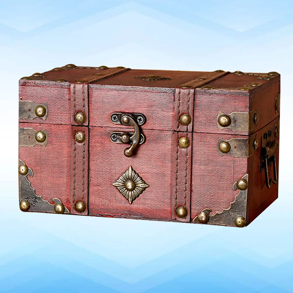 

Handmade Wooden Treasure Chest Retro Buckles Storage Box for Jewelry Cosmetics Memorabilia Home Decor Living Room Gift