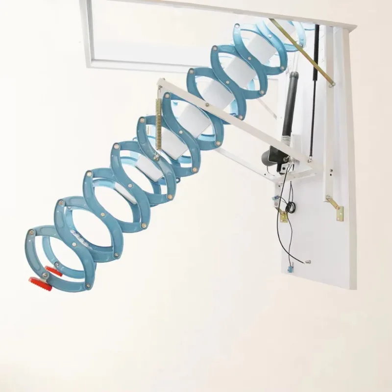 【Best-selling】Professional Factory Directly Supply Indoor Blue Aluminium Electric Attic Ladder