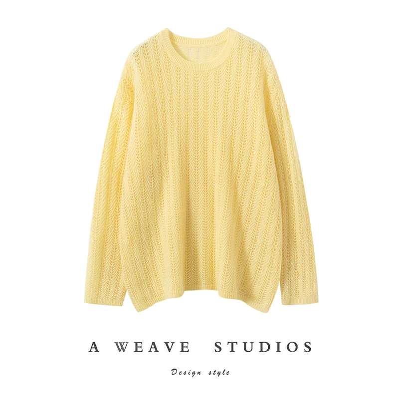 

Зимний женский свитер из 100% кашемира, однотонный пуловер с круглым вырезом, повседневный вязаный свободный джемпер на теплой погоде