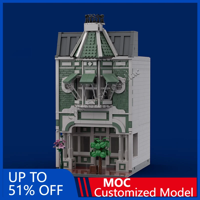 1789 PCS City Street Scene  Magic Kingdom Main Street Bakery 4 MOC Customize Modular Building Block DIY Christmas Toy Gift