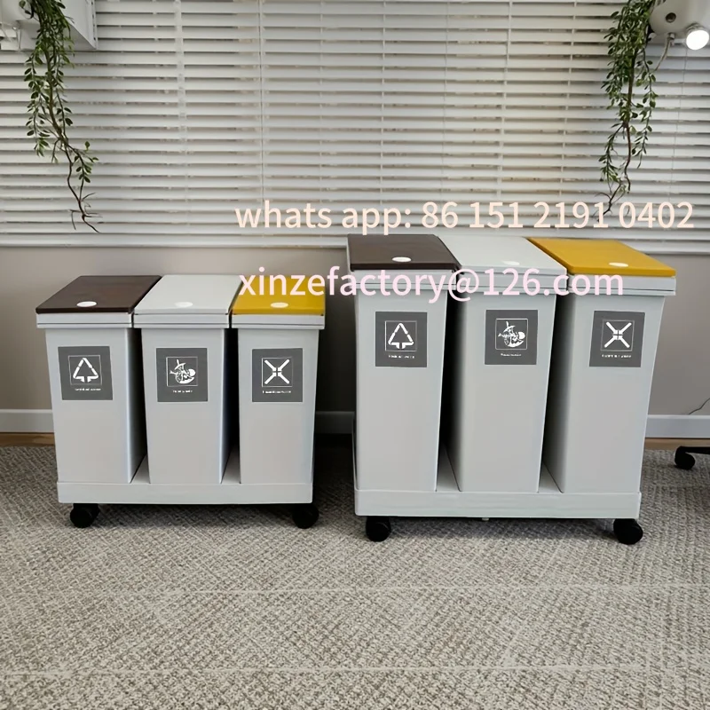 

Настраиваемая большая кухонная мусорная корзина, мусорная корзина для сортировки сухой и влажной воды, передвижная, подходит для отелей, гостиных