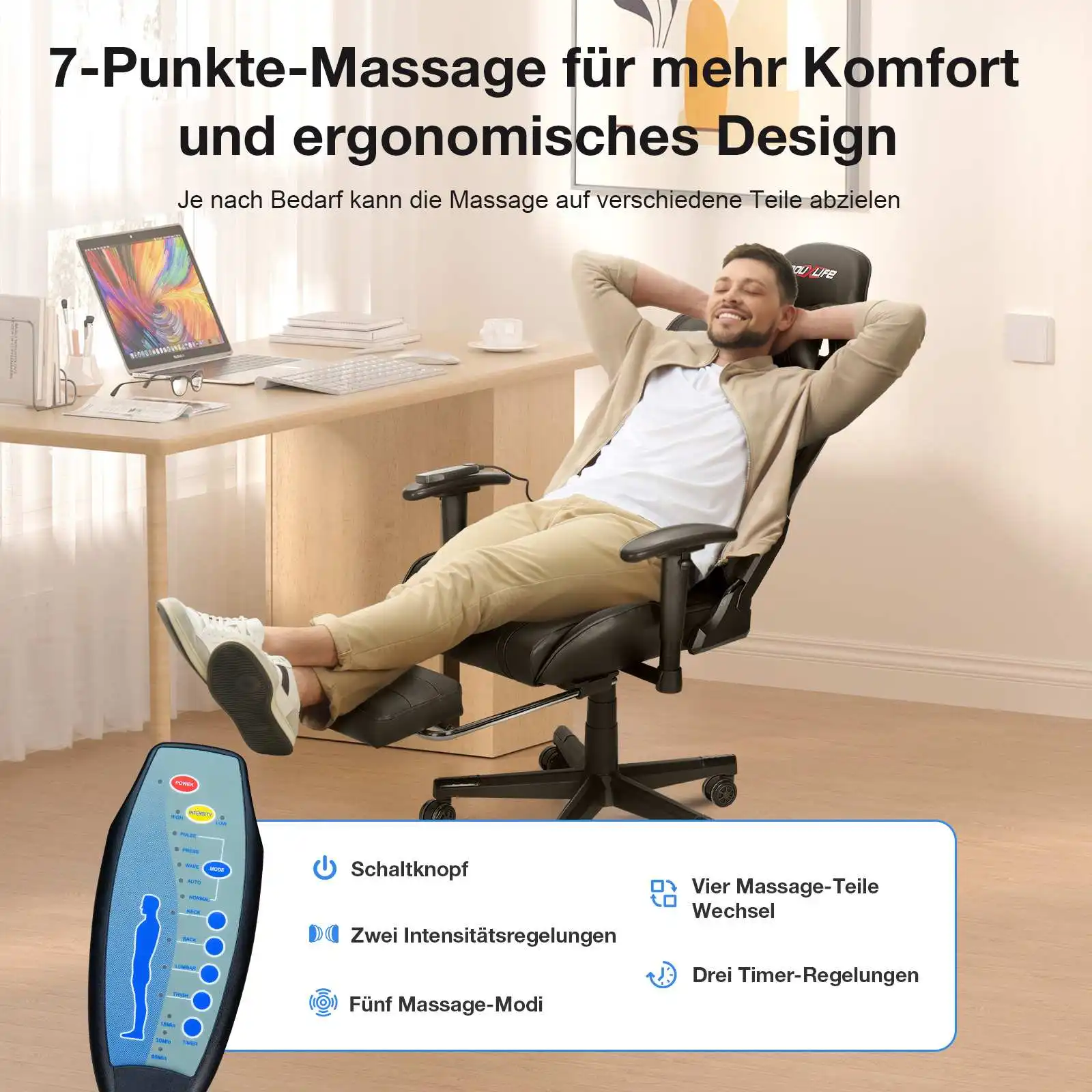 Cadeira ergonômica do escritório do couro do plutônio com apoio lombar com pés, cadeira giratória do jogo, executivo, escritório, computador, tarefa moderna, giratória