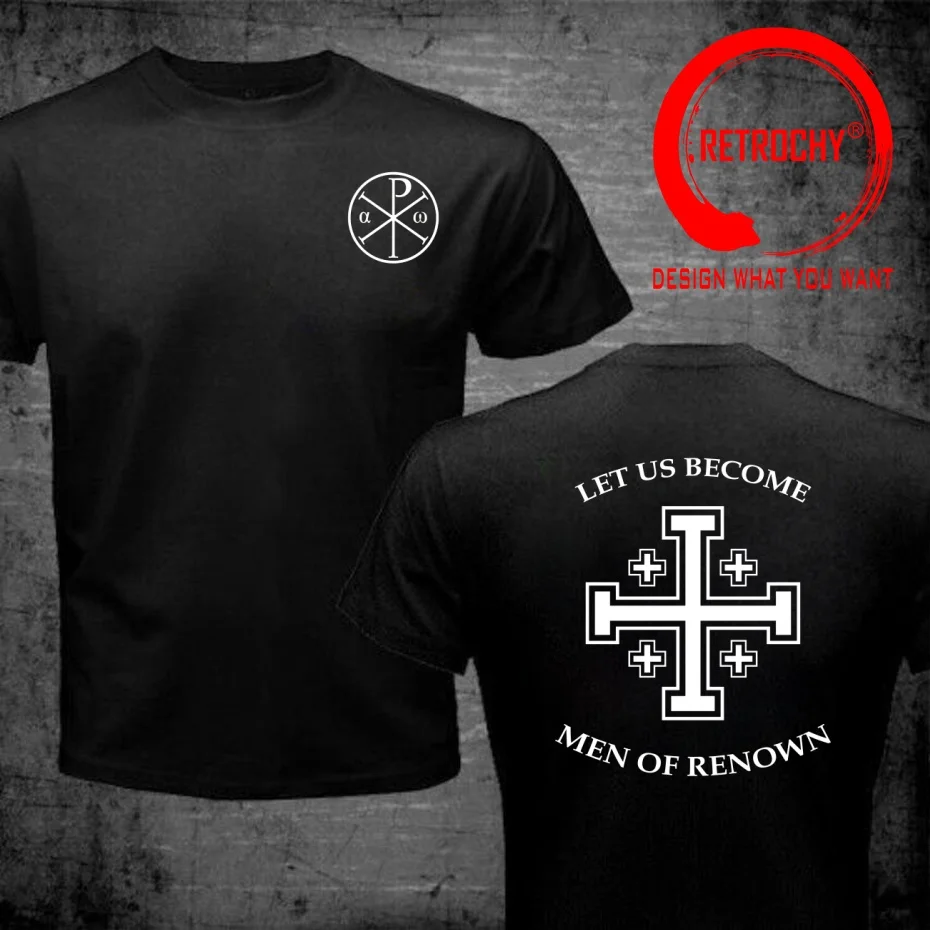 Funny Design Let Us Become Men of Renown. The Scriptures and The Jerusalem Cross  SRed Doublet Men Fashion Trendy Casual Clothin