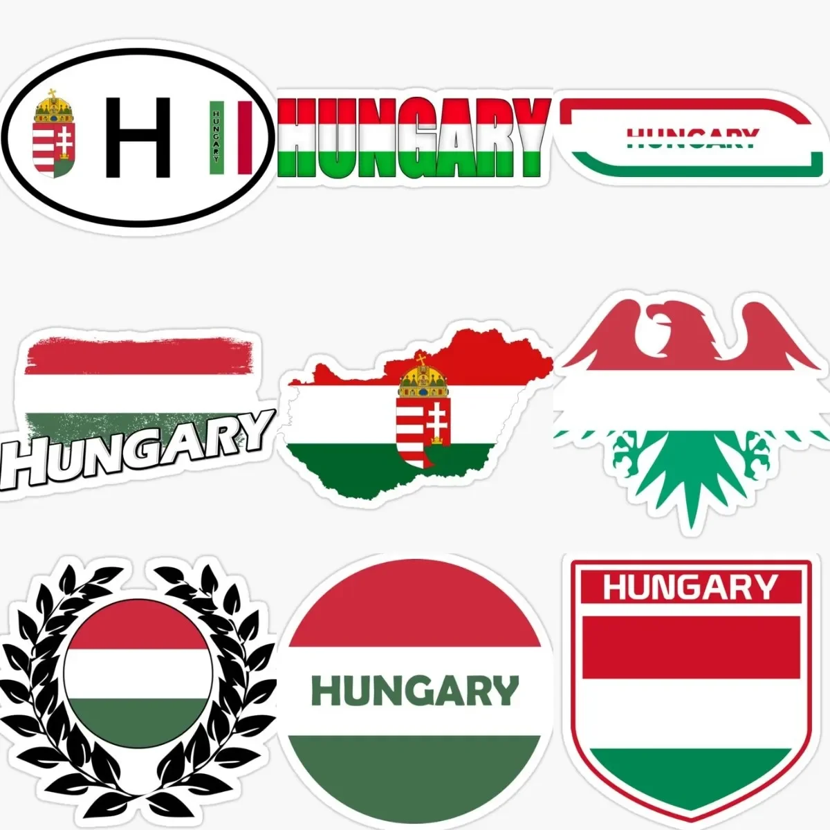 Hungary Flag Emblem Skull Stickers Car Truck Laptop Motorcycle Helmet Bicycle Wall Door Table Vinyl Window PVC Decal Accessories