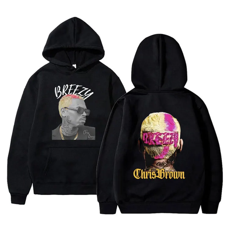 

Rapper Chris Brown Breezy Album Cover Graphic Hoodie Men Women Hip Hop Harajuku Sweatshirt Men's Oversized Fleece Cotton Hoodies