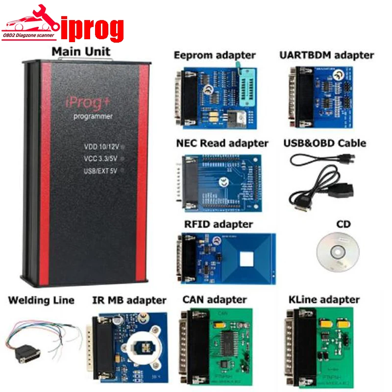 Newest IPROG Pro V89 Full Adapter ECU Key Programmer IPROG+ Tool for Airbag Reset Dashboard Eeprom IMMO Car Radio iprog v89