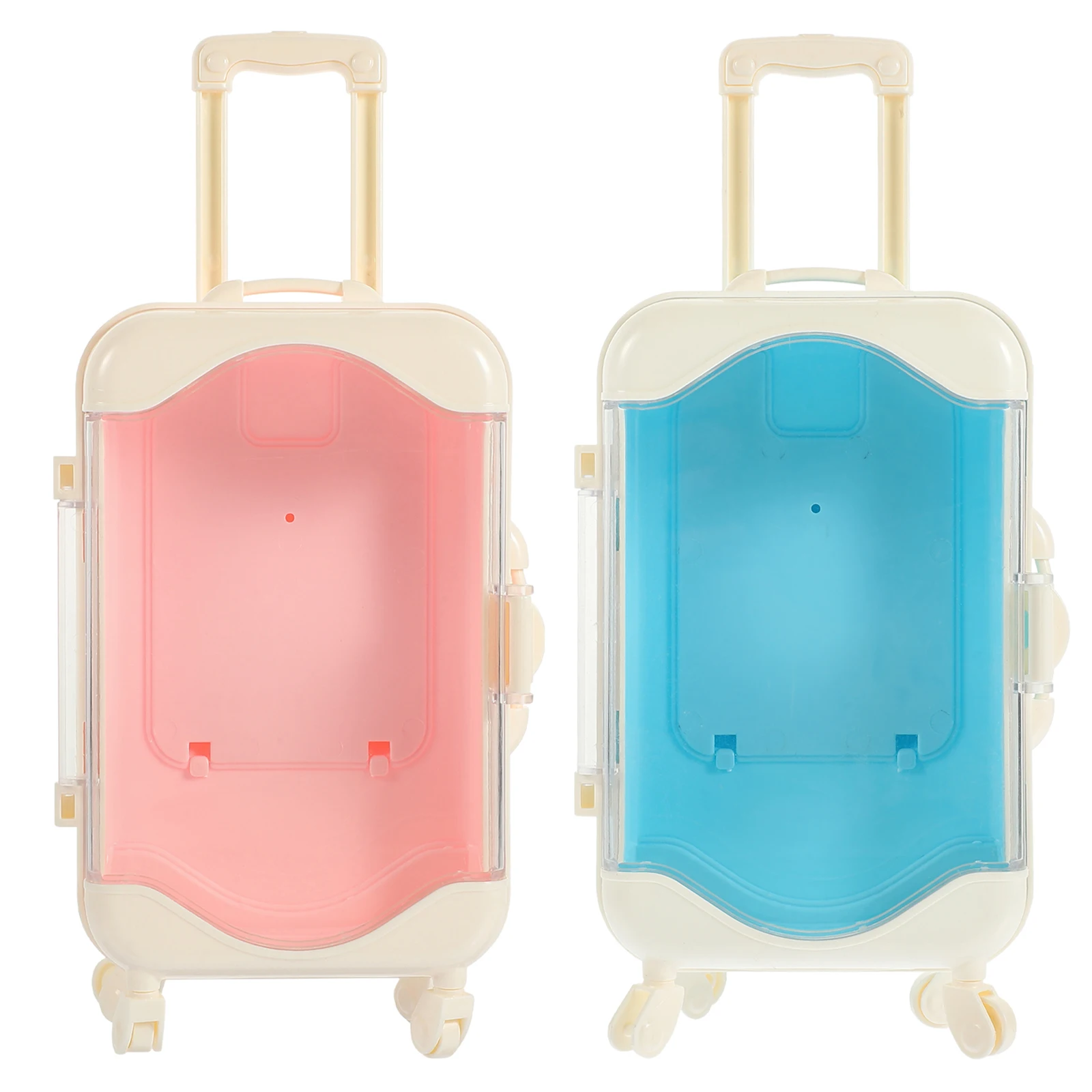 

2 Pcs Simulated Travel Case Suitcase Plastic Trolley Toy Suitcases Play Mini Child