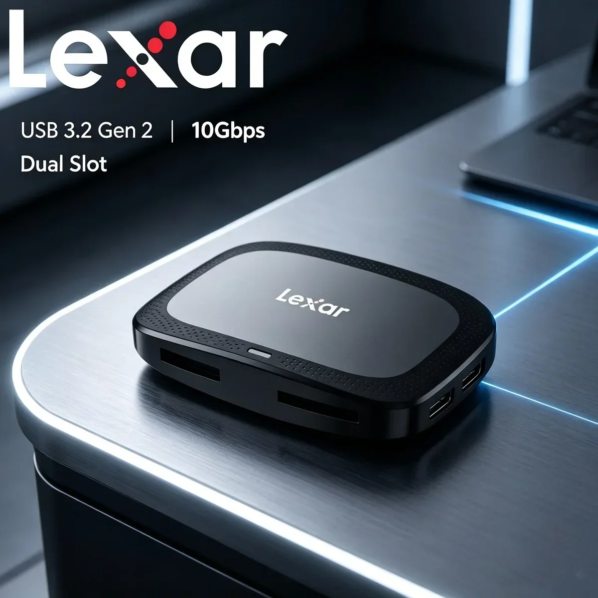 Dual‑Slot USB 3.2 Gen2 Card Reader 10Gbps High Speed Memory Card Adapter For SD TF Cards Laptop PC Camera File Transfer