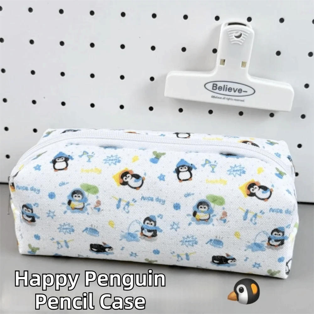 School Office Penguin Pattern Pen Bag Large Capacity Multifunctional Stationery Bag Stationery Organizer Gift
