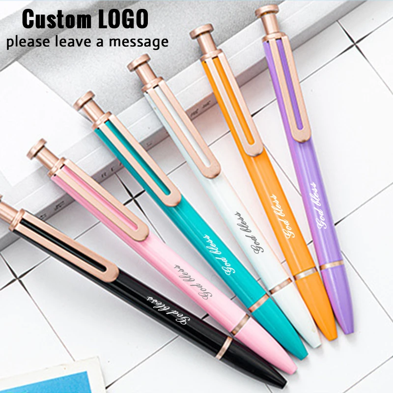 

Exquisite Metal Press Ballpoint Pens Laser Carving Personalized Logo Birthday Party Gift Office Accessories Student Stationery