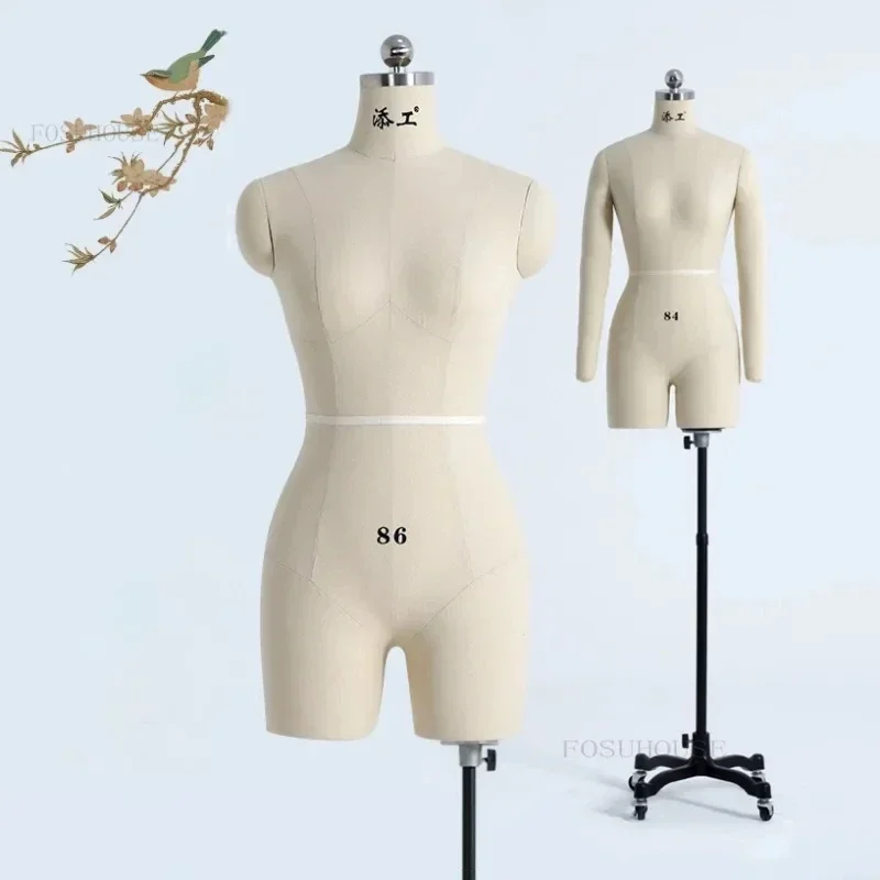 Linen Cover Body Tailor Female Mannequins with Legs for Clothing Design Bust Sewing Mannequin Dress Display Stand Can Pin w