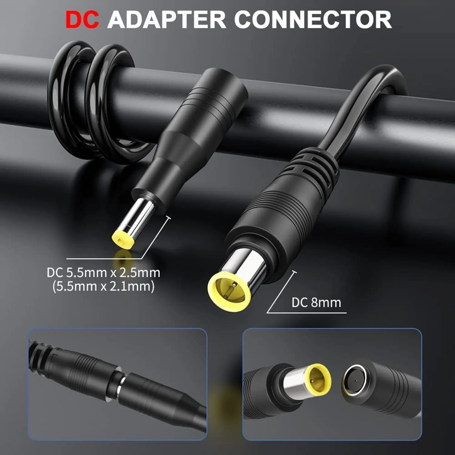 10Ft 8mm male to Anderson 3m Cable with  8mm female to 5.5*2.1/2.5mm Male ConnectorAdapter